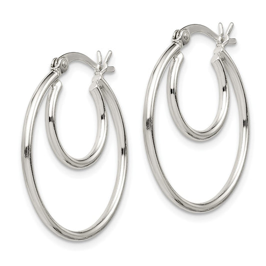 Sterling Silver Polished 2mm Double Hoop Earrings