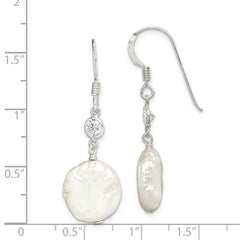 Sterling Silver FWC Coin Pearl and CZ Earrings