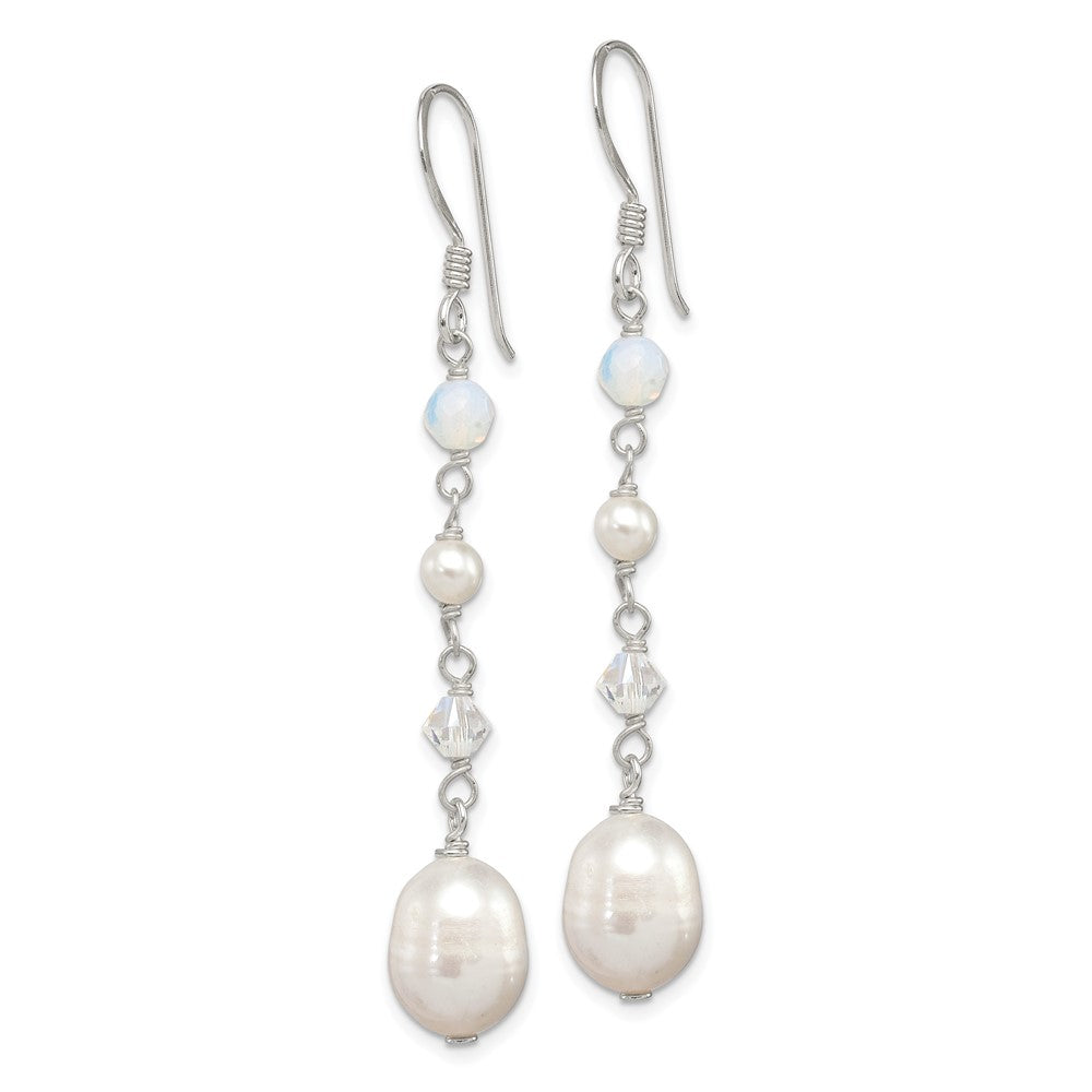 Sterling Silver FWC Pearl Opalite Crystal Crystal Dangle Earrings