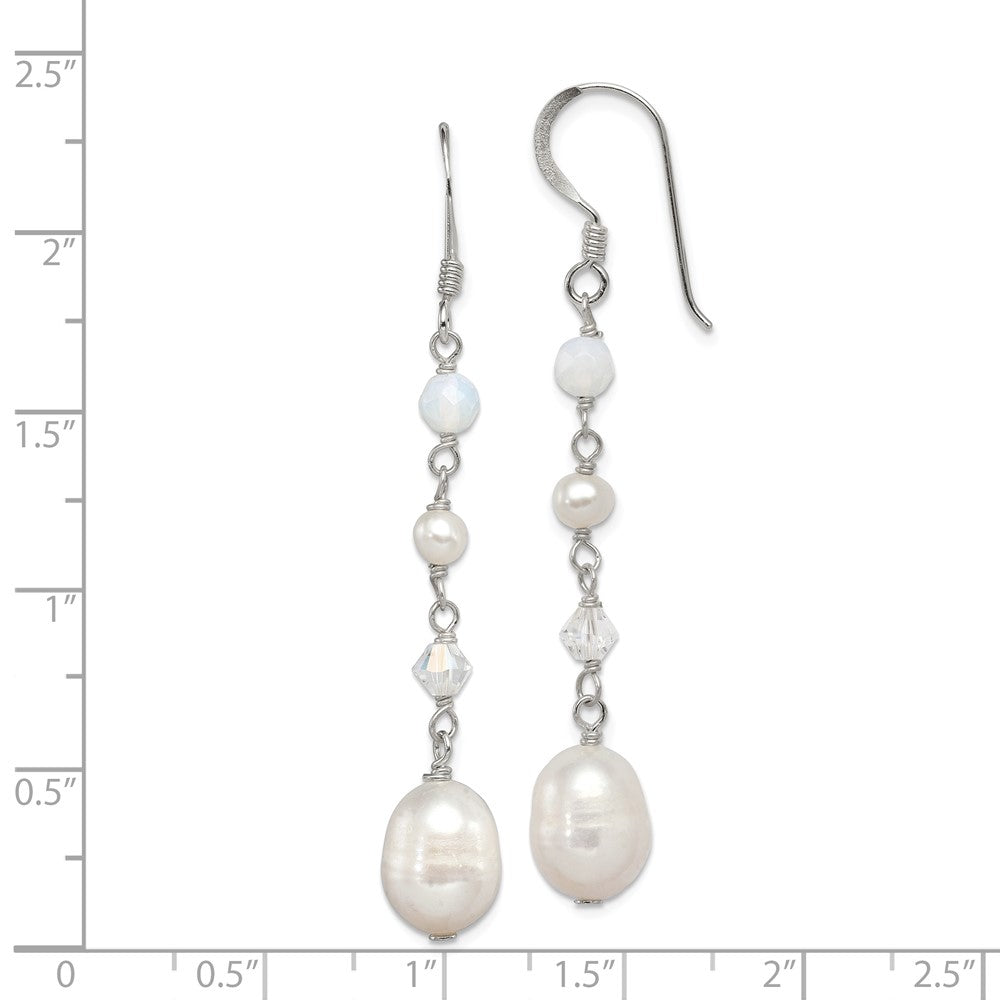 Sterling Silver FWC Pearl Opalite Crystal Crystal Dangle Earrings