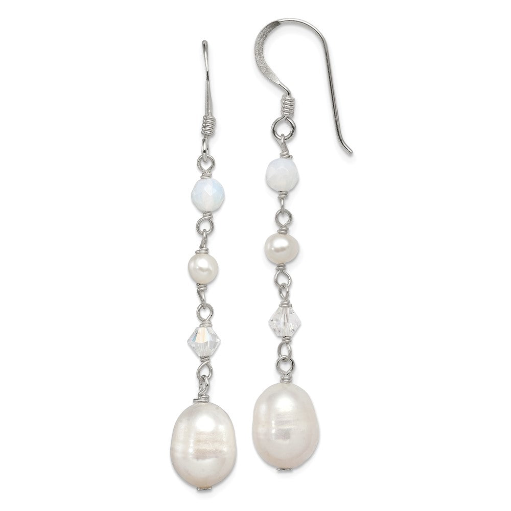 Sterling Silver FWC Pearl Opalite Crystal Crystal Dangle Earrings