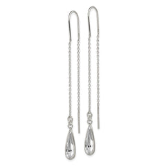 Sterling Silver Clear Glass Stone Teardrop Threader Earrings