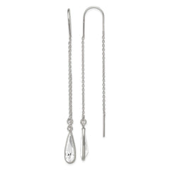 Sterling Silver Clear Glass Stone Teardrop Threader Earrings