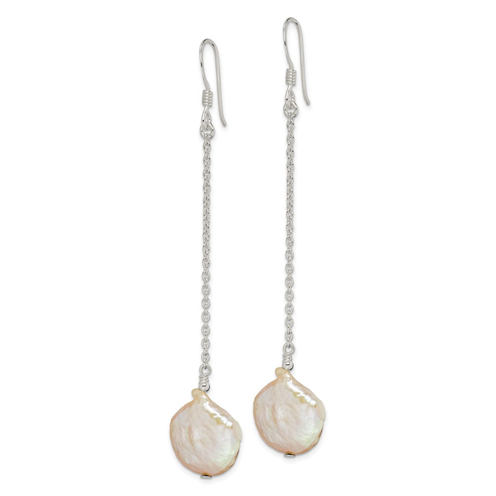 Sterling Silver FWC Coin Pearl Dangle Earrings