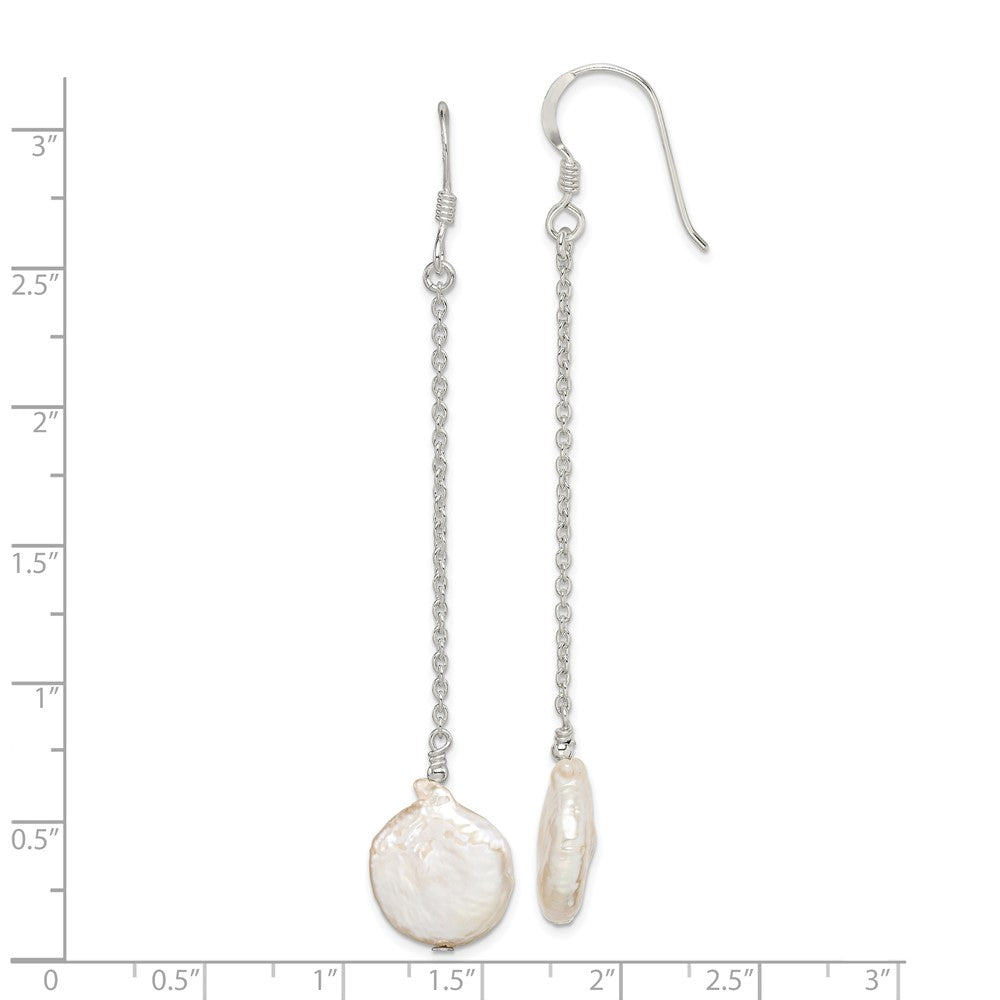 Sterling Silver FWC Coin Pearl Dangle Earrings