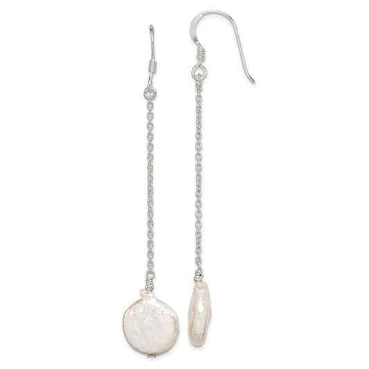 Sterling Silver FWC Coin Pearl Dangle Earrings