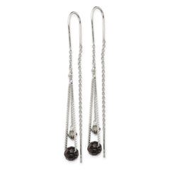 Sterling Silver Black and Turmarine Crystal Threader Earrings