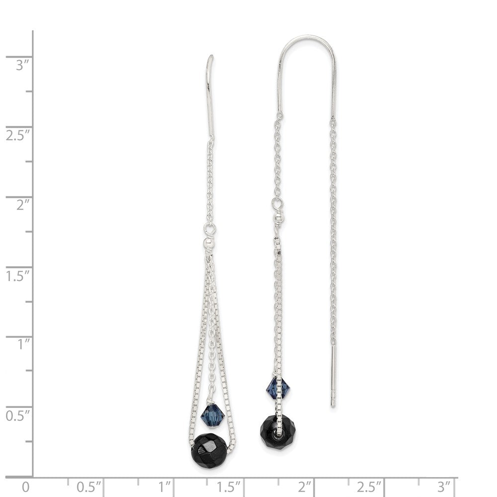 Sterling Silver Black and Turmarine Crystal Threader Earrings