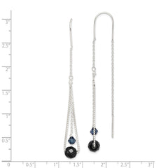Sterling Silver Black and Turmarine Crystal Threader Earrings
