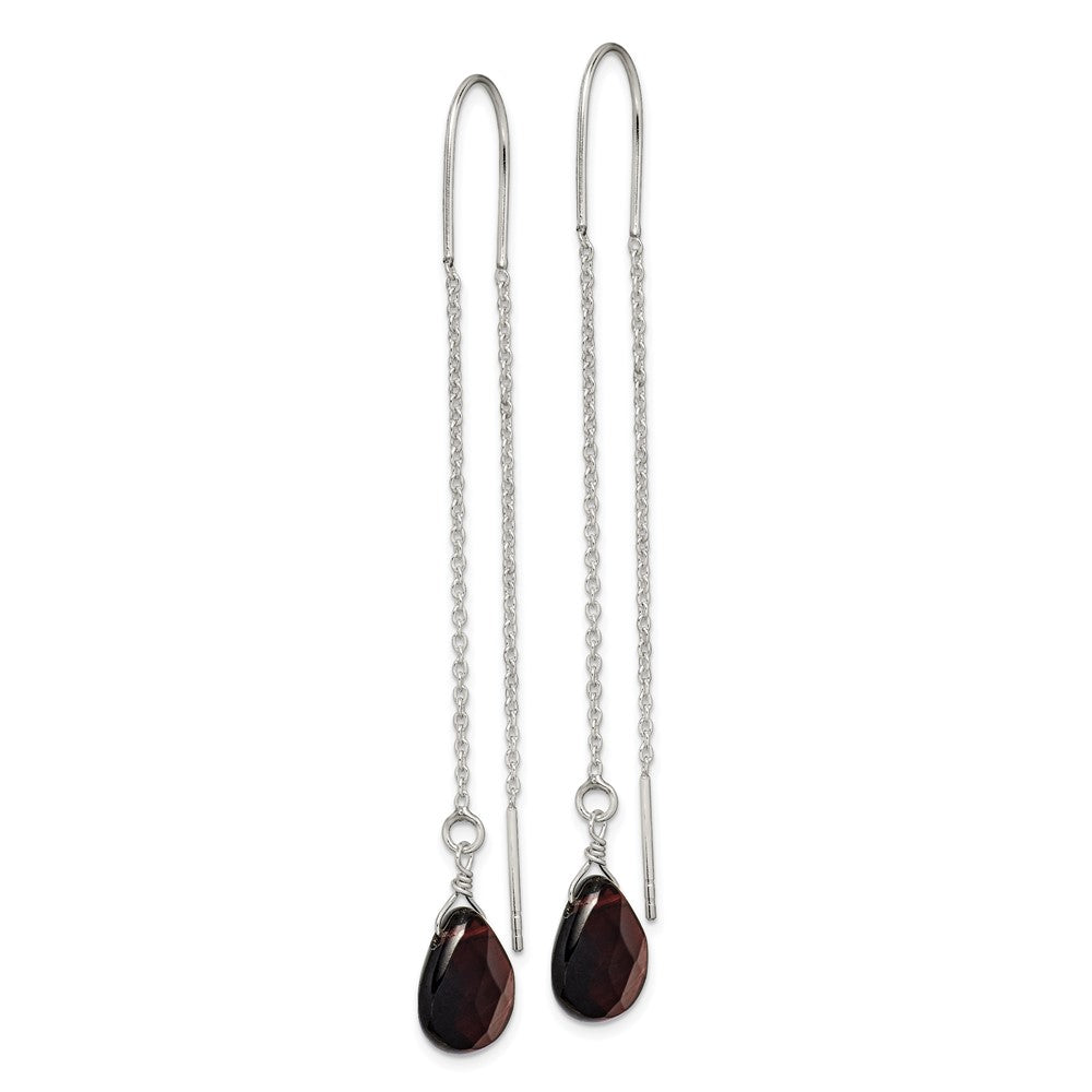 Sterling Silver Black Quartz Threader Earrings