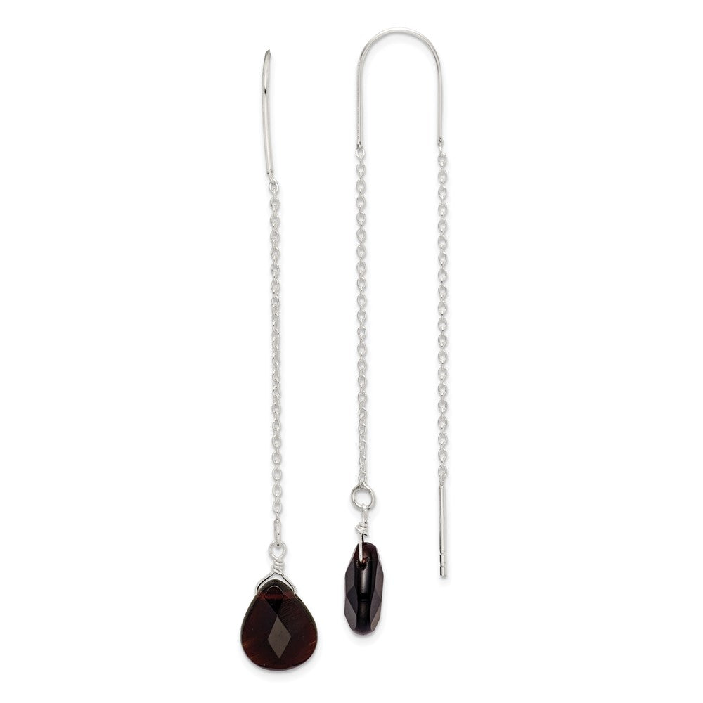 Sterling Silver Black Quartz Threader Earrings