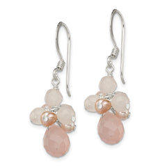 Sterling Silver Rose Quartz and Pink FWC Pearl Earrings
