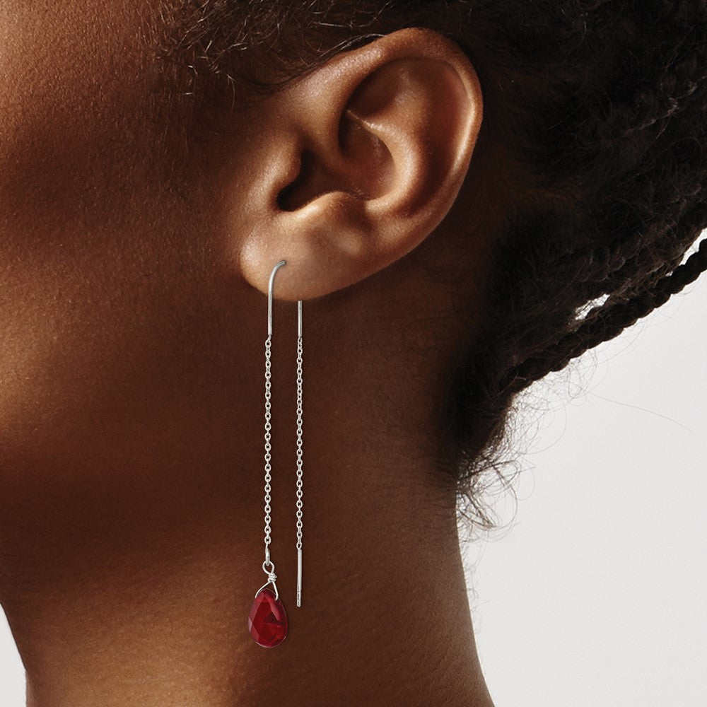 Sterling Silver Red Crystal Threader Earrings