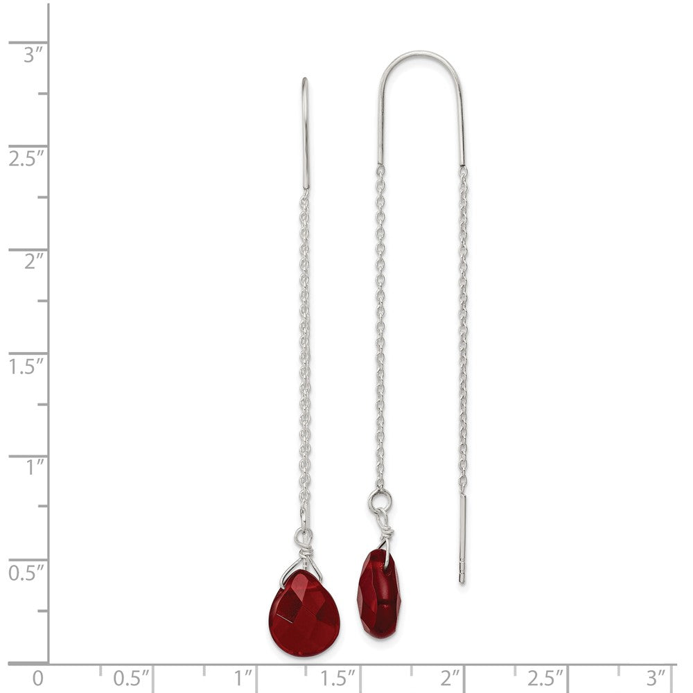 Sterling Silver Red Crystal Threader Earrings