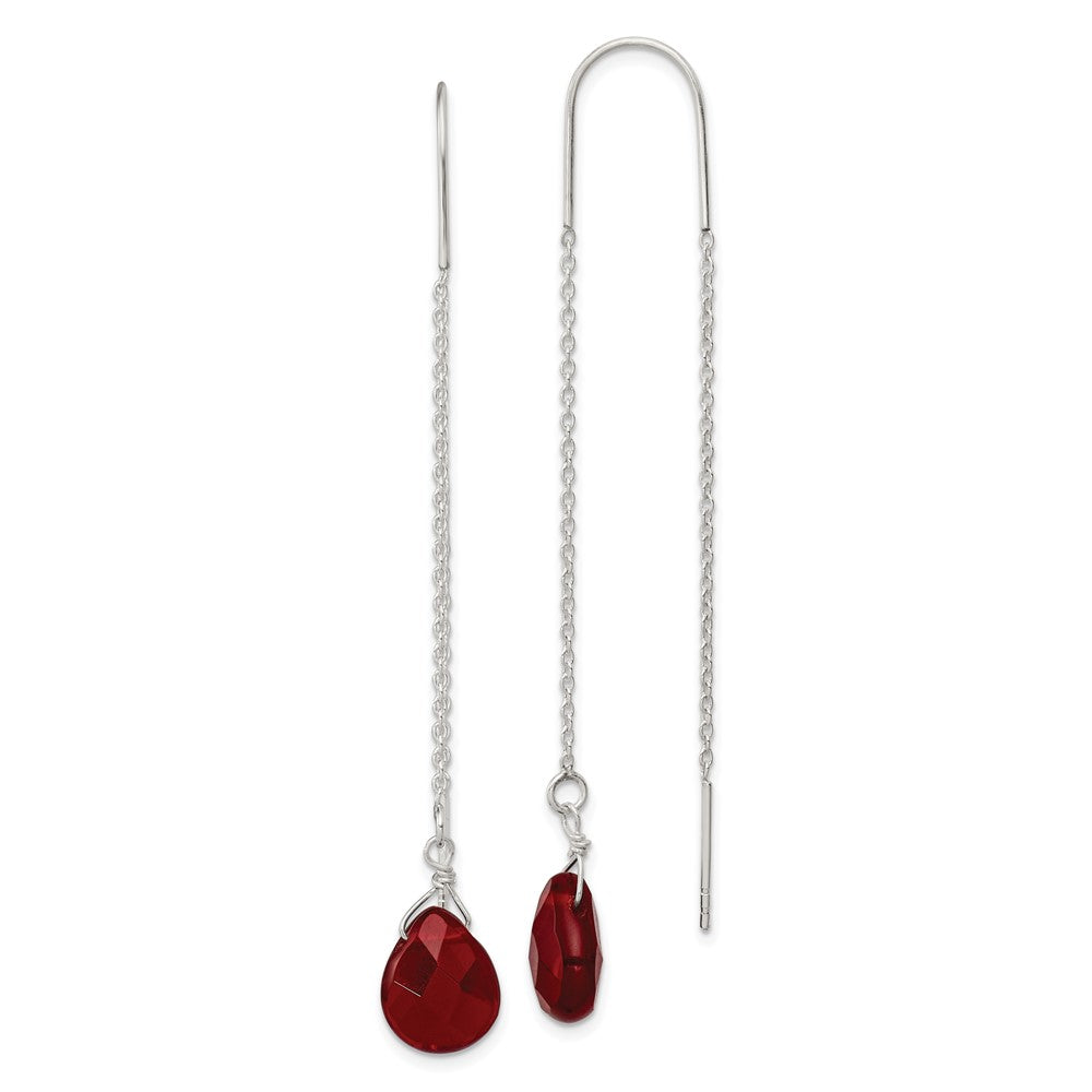 Sterling Silver Red Crystal Threader Earrings