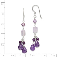 Sterling Silver Amethyst Lavender Quartz Crystal Dangle Earrings