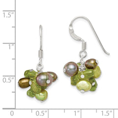 Sterling Silver Green FWC Pearl Peridot Earrings