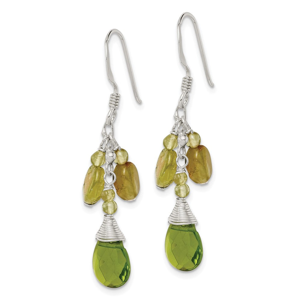 Sterling Silver Green Peridot Crystal Drop Earrings