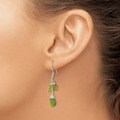 Sterling Silver Green Peridot Crystal Drop Earrings