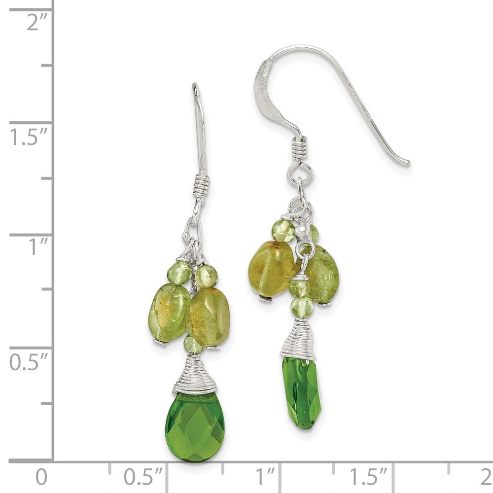 Sterling Silver Green Peridot Crystal Drop Earrings