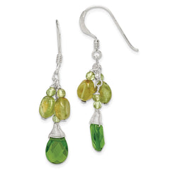 Sterling Silver Green Peridot Crystal Drop Earrings