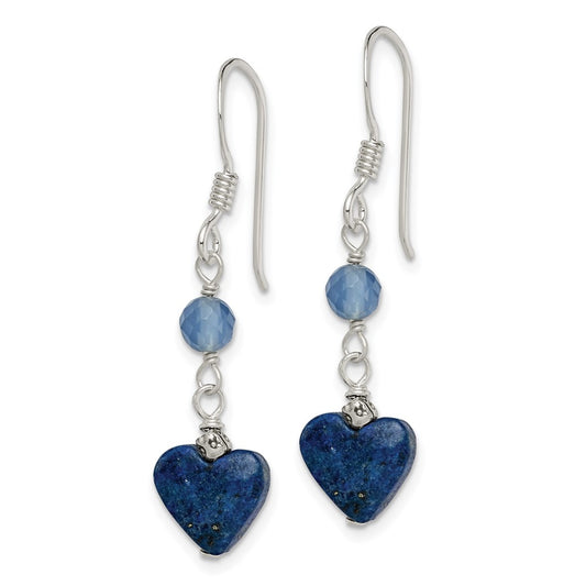 Sterling Silver Lapis and Blue Agate Antiqued Earrings