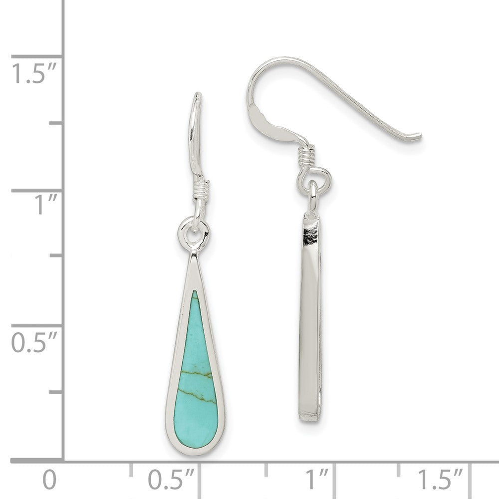 Sterling Silver Dangling Turquoise Earrings