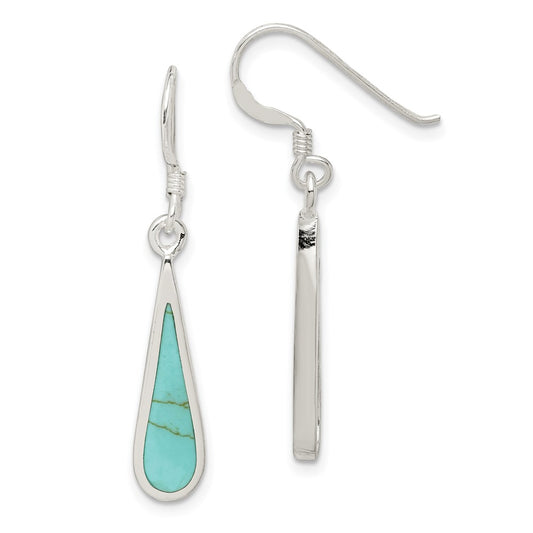 Sterling Silver Dangling Turquoise Earrings