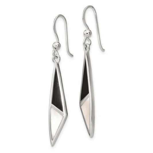 Sterling Silver Onyx and Mother of Pearl Earrings