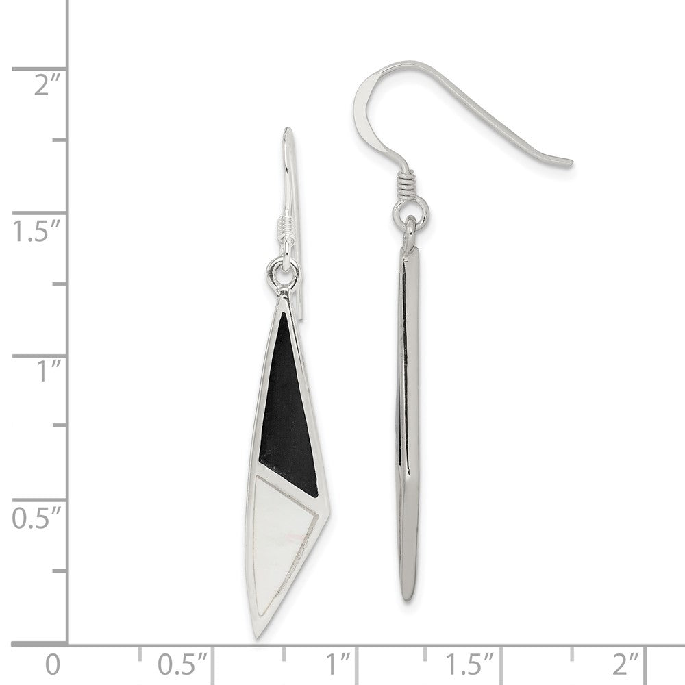 Sterling Silver Onyx and Mother of Pearl Earrings