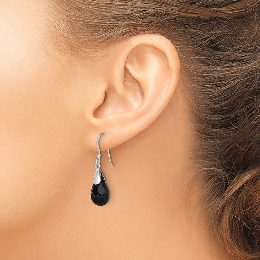 Sterling Silver Onyx Teardrop Earrings