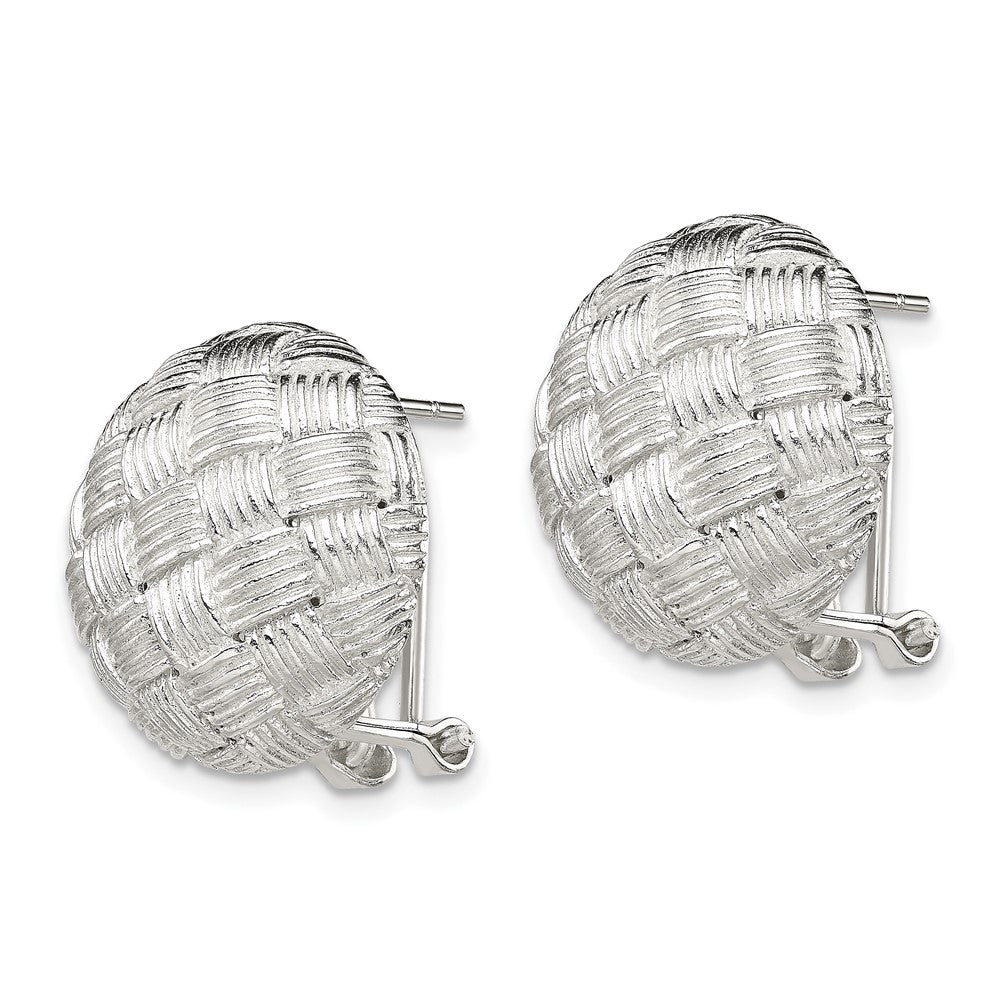 Sterling Silver Round Fancy Omega Back Earrings