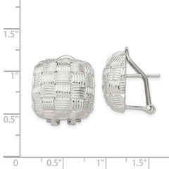 Sterling Silver Square Fancy Omega Back Earrings