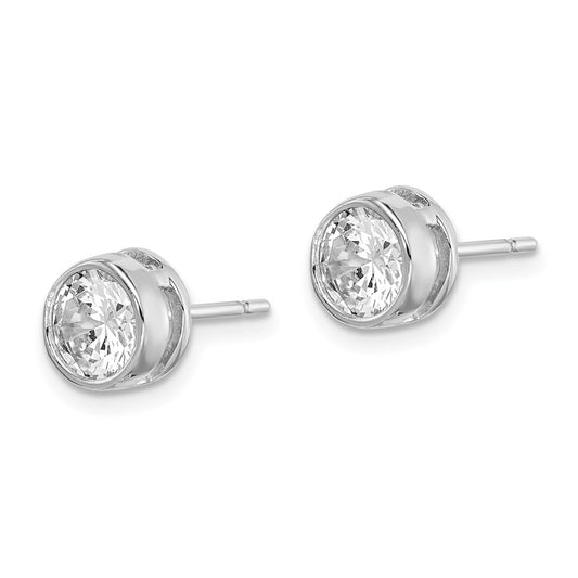 Rhodium-plated Sterling Silver 6mm CZ Post Earrings