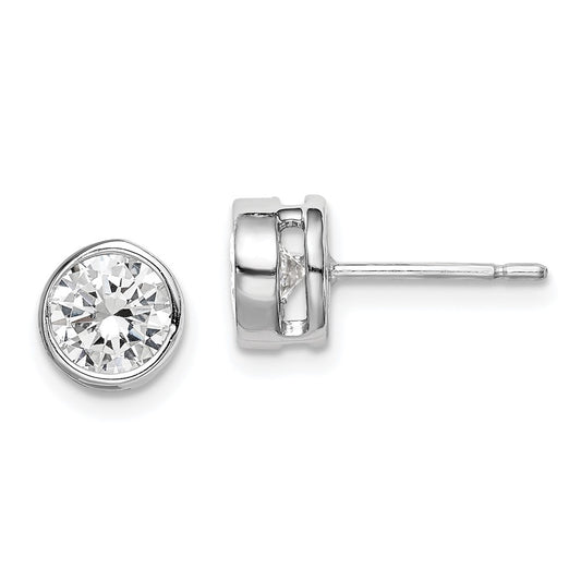 Rhodium-plated Sterling Silver 6mm CZ Post Earrings