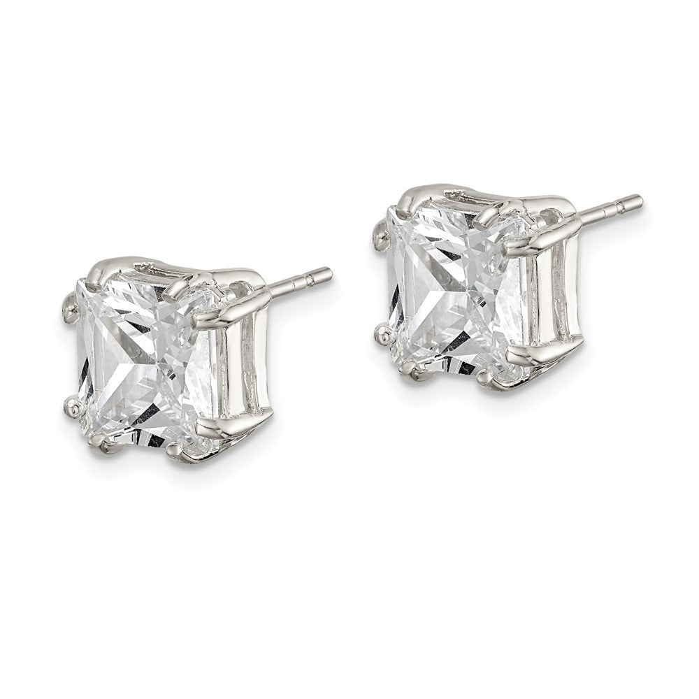 Sterling Silver 8mm Princess CZ Stud Earrings