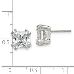 Sterling Silver 8mm Princess CZ Stud Earrings