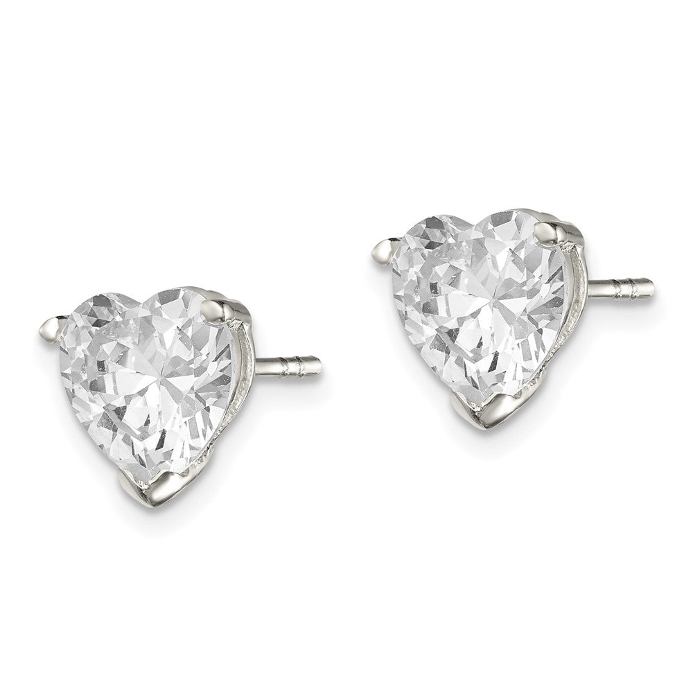 Sterling Silver 8mm Heart Basket Set CZ Stud Earrings