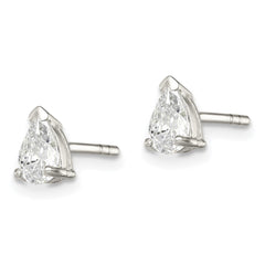 Sterling Silver 4x7 Pear Basket Set CZ Stud Earrings