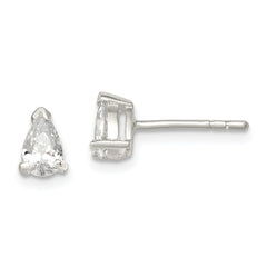 Sterling Silver 4x7 Pear Basket Set CZ Stud Earrings