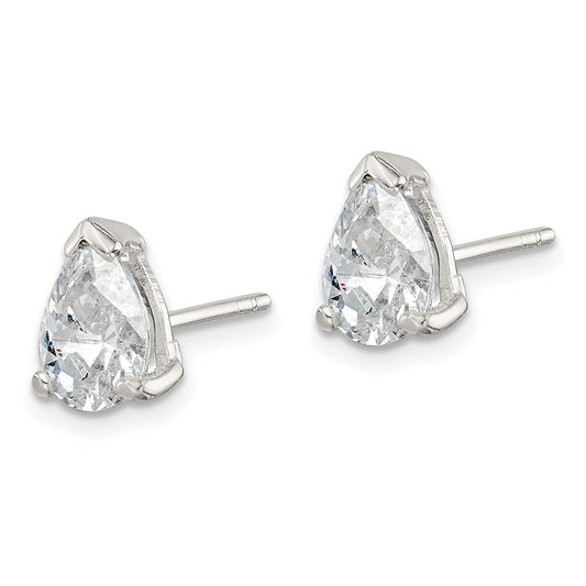 Sterling Silver 5x7mm Pear Basket Set CZ Stud Earrings