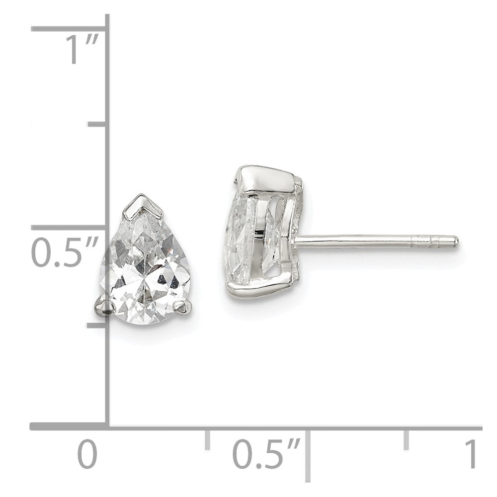 Sterling Silver 5x7mm Pear Basket Set CZ Stud Earrings