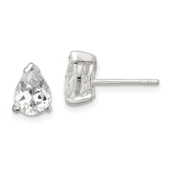 Sterling Silver 5x7mm Pear Basket Set CZ Stud Earrings