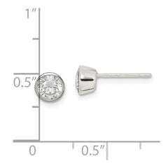 Sterling Silver 5mm CZ Round Bezel Stud Earrings