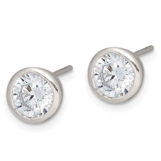 Sterling Silver 6mm CZ Round Bezel Stud Earrings