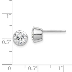 Sterling Silver 6mm CZ Round Bezel Stud Earrings