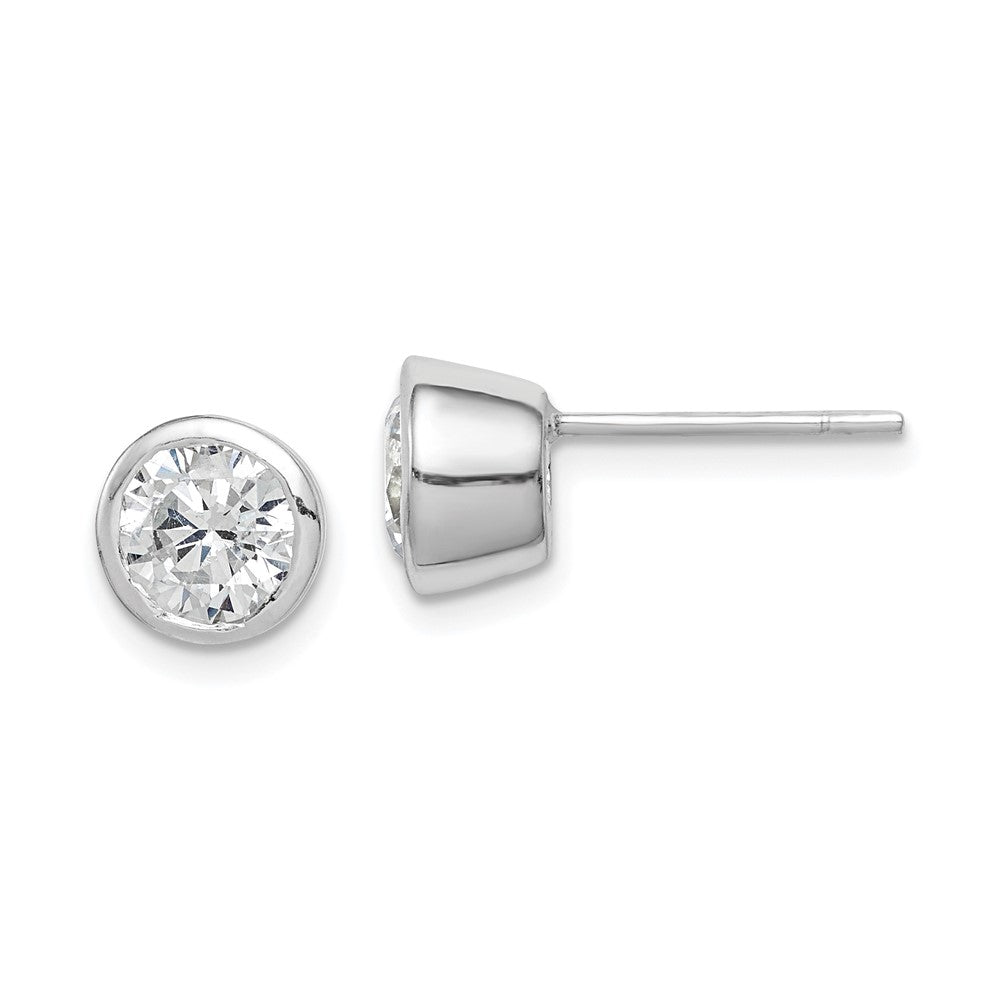 Sterling Silver 6mm CZ Round Bezel Stud Earrings