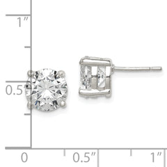 Sterling Silver 8mm Round CZ Stud Earrings