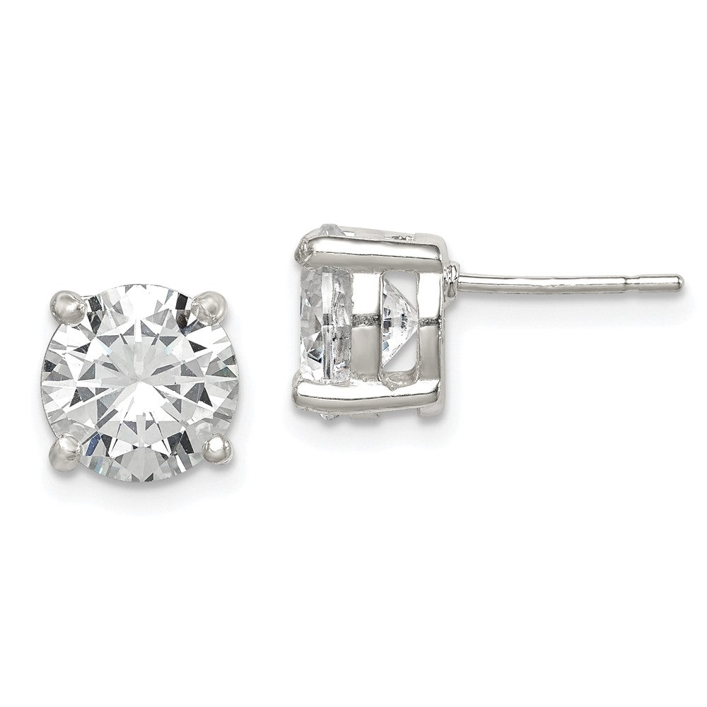 Sterling Silver 8mm Round CZ Stud Earrings