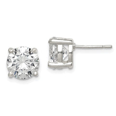 Sterling Silver 8mm Round CZ Stud Earrings